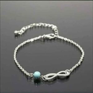 Beautiful Sterling Silver Bohemian Style Turquoise Bead Infinity Ankle Bracelet
